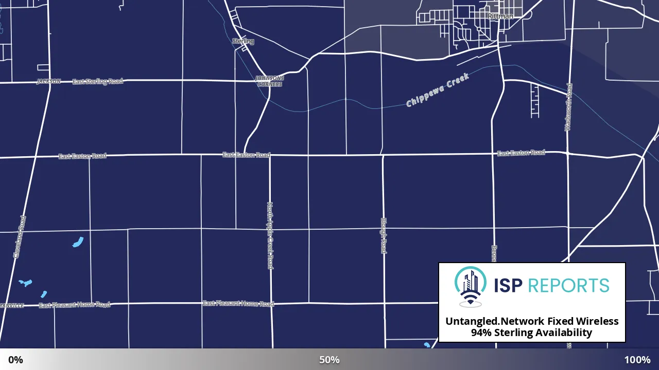 Sterling, OH map of internet availability