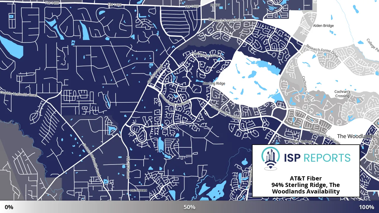 Sterling Ridge, The Woodlands, TX map of internet availability