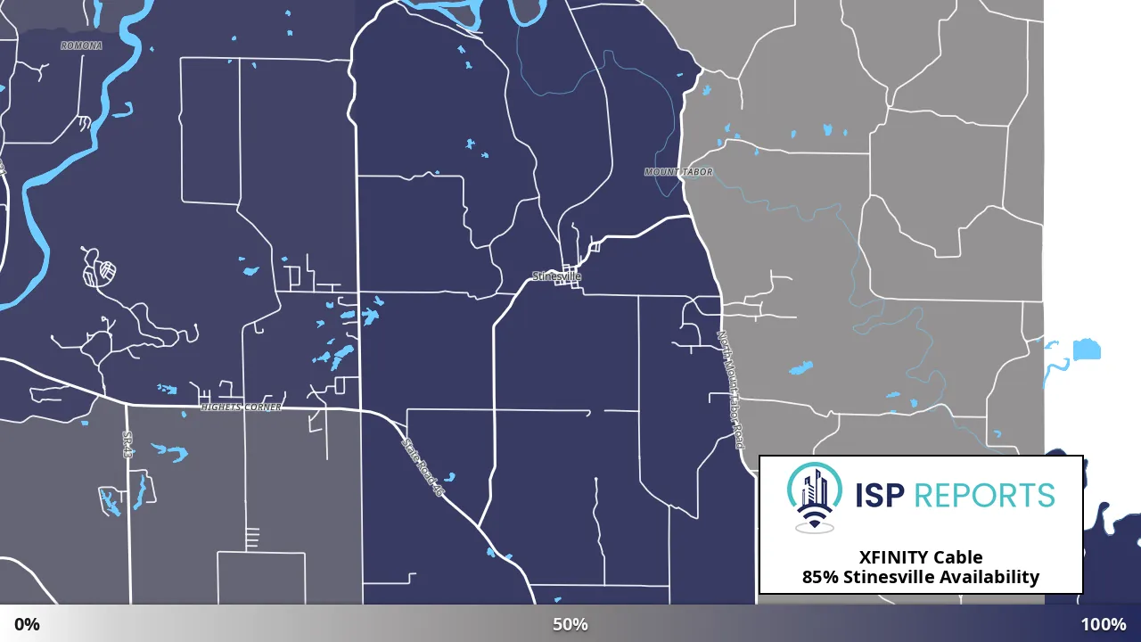Stinesville, IN map of internet availability