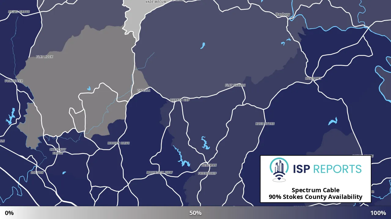 Stokes County, NC map of internet availability