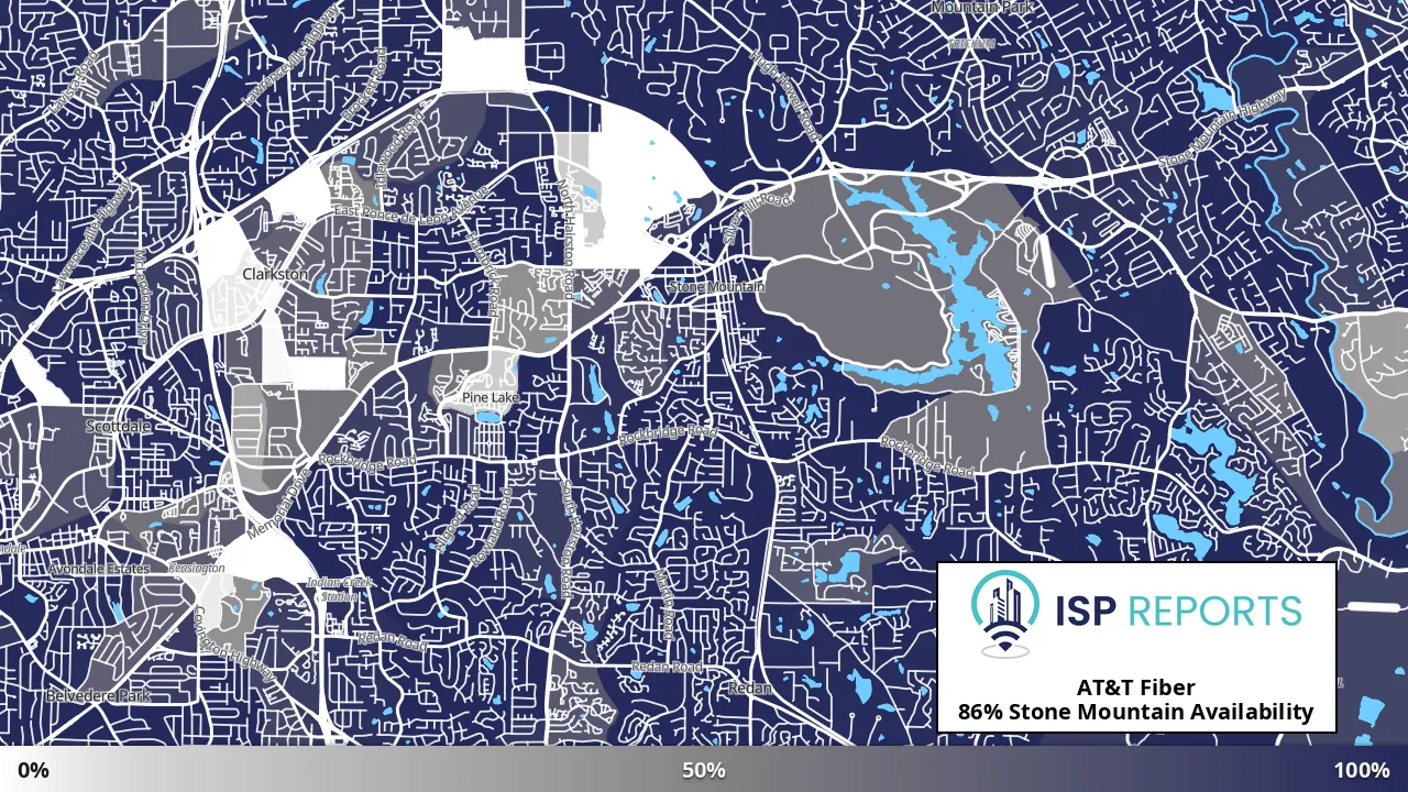 Stone Mountain, GA map of internet availability