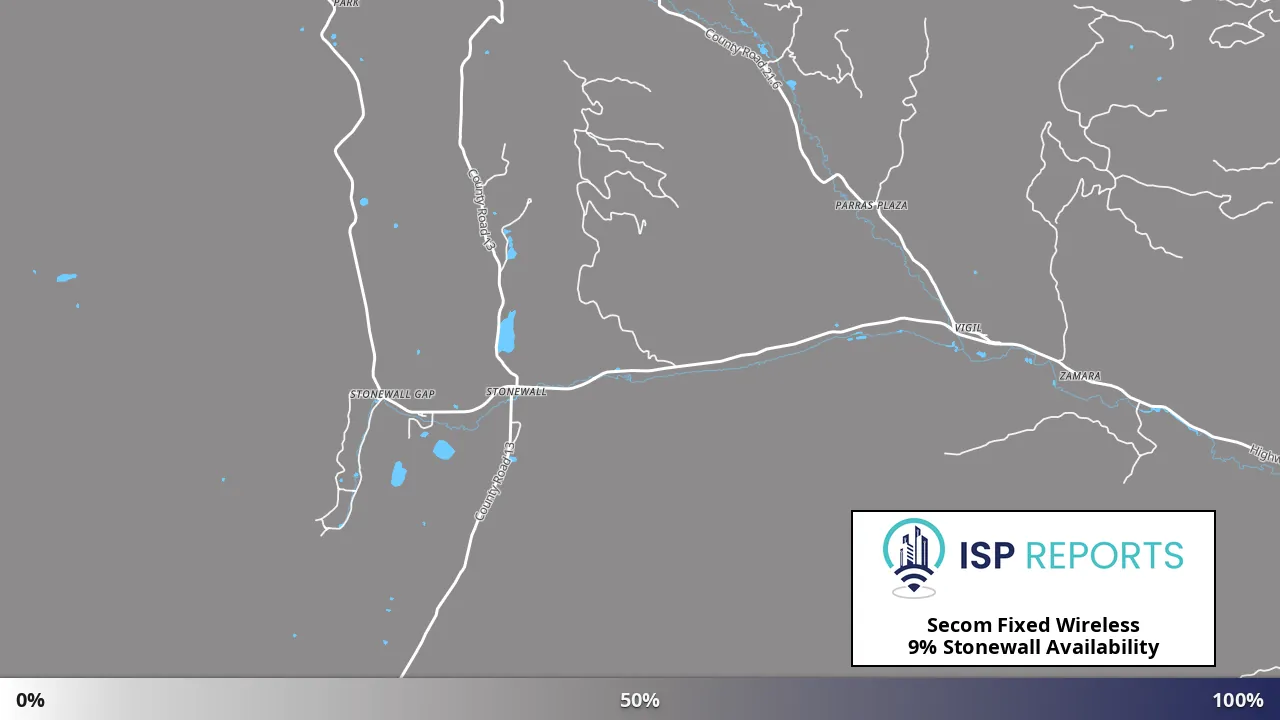 Stonewall, CO map of internet availability