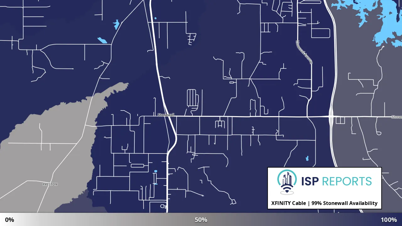 Stonewall, LA map of internet availability