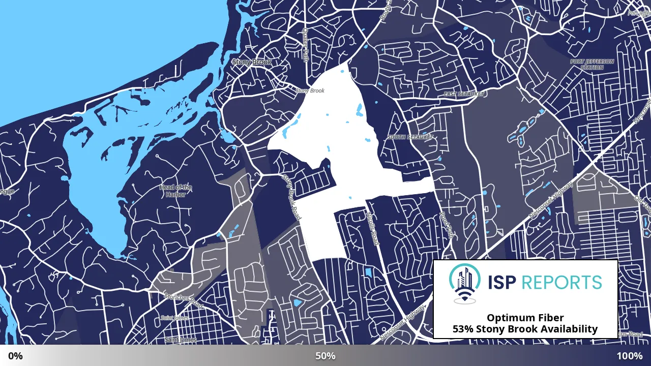 Stony Brook, NY map of internet availability