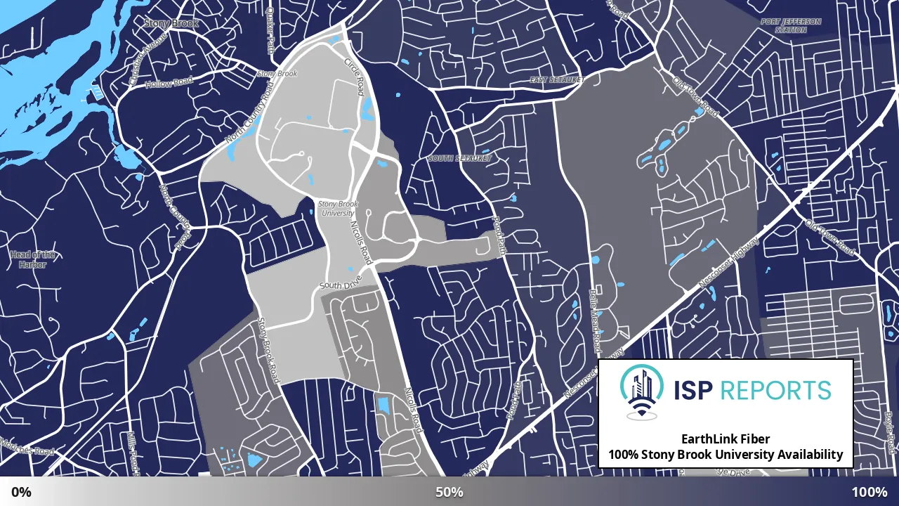 Stony Brook University, NY map of internet availability