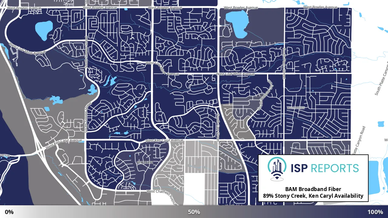 Stony Creek, Ken Caryl, CO map of internet availability