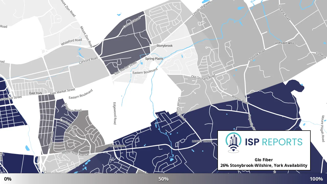 Stonybrook-Wilshire, York, PA map of internet availability