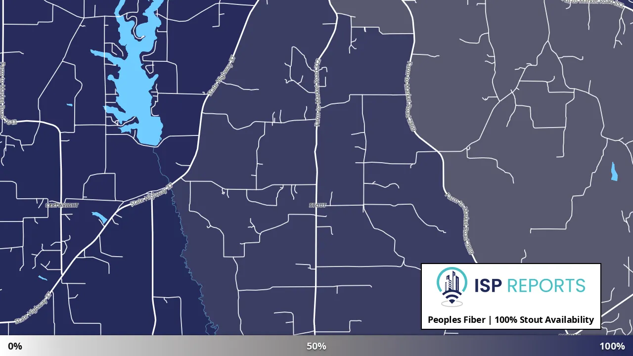 Stout, TX map of internet availability