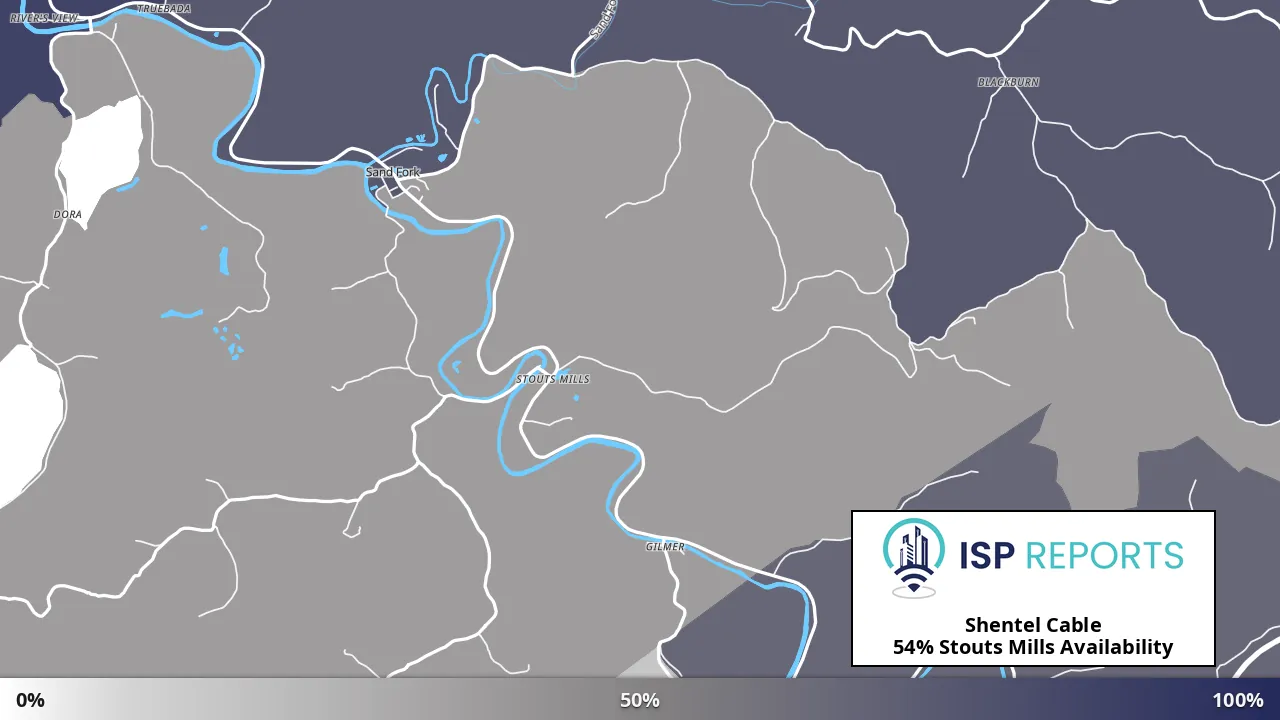 Stouts Mills, WV map of internet availability