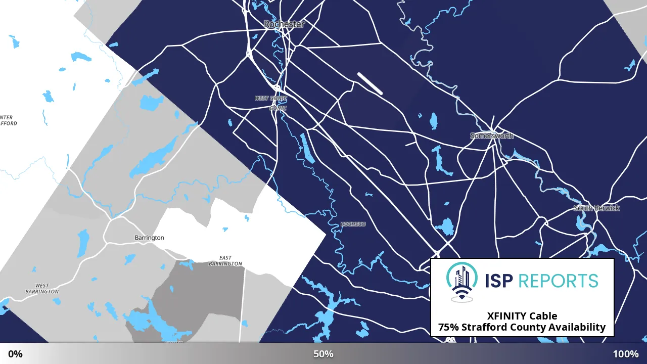 Strafford County, NH map of internet availability