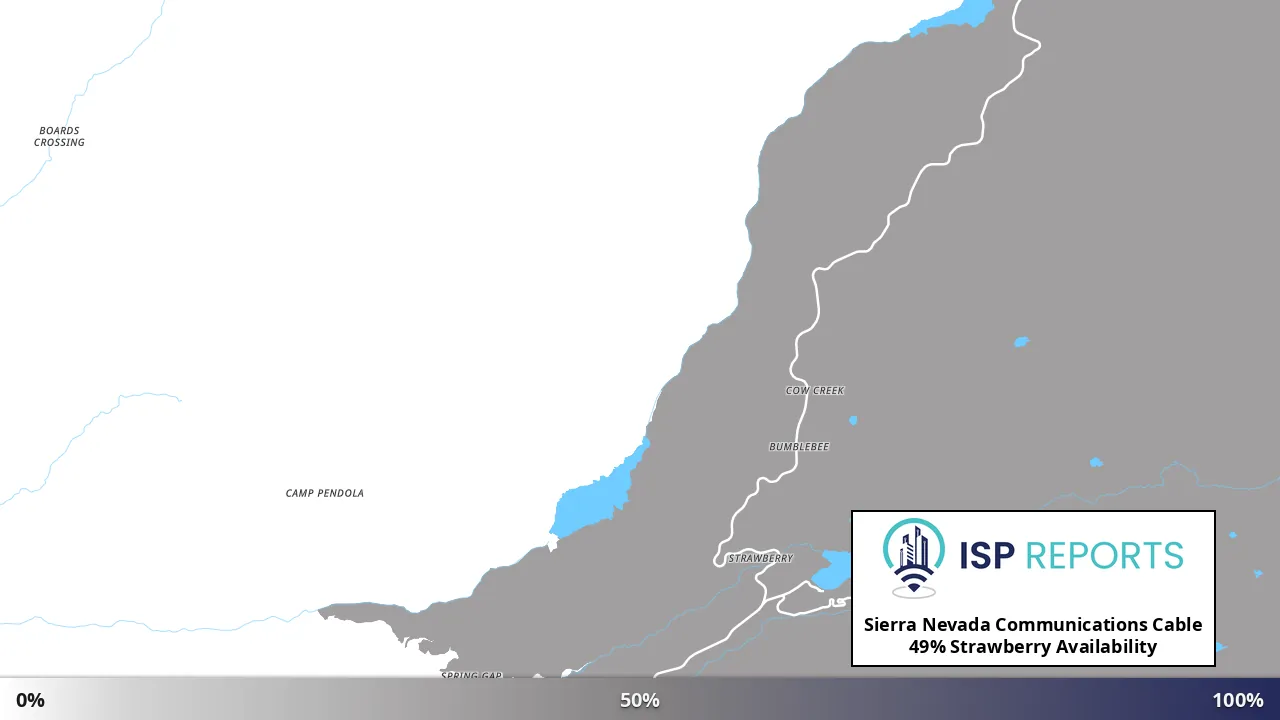 Strawberry, CA map of internet availability