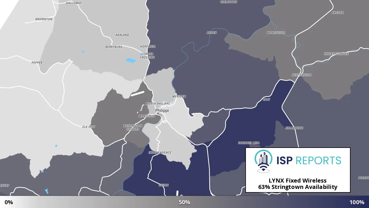 Stringtown, WV map of internet availability