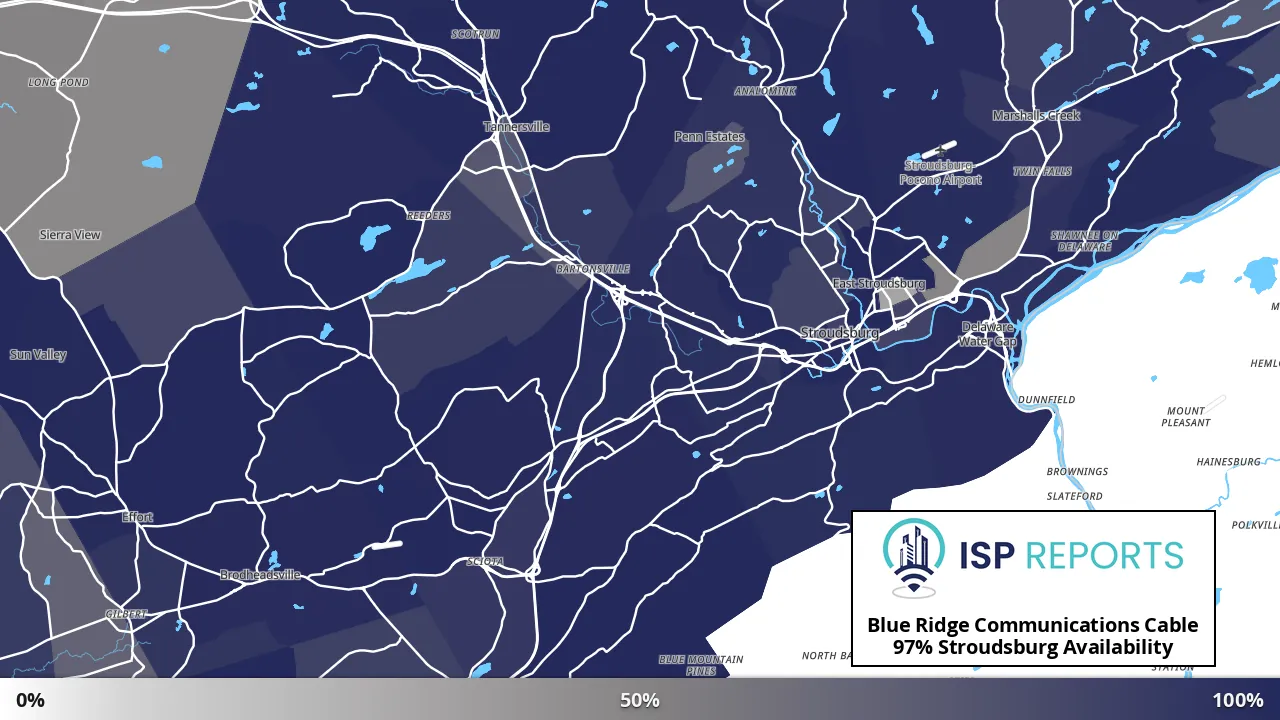 Stroudsburg, PA map of internet availability