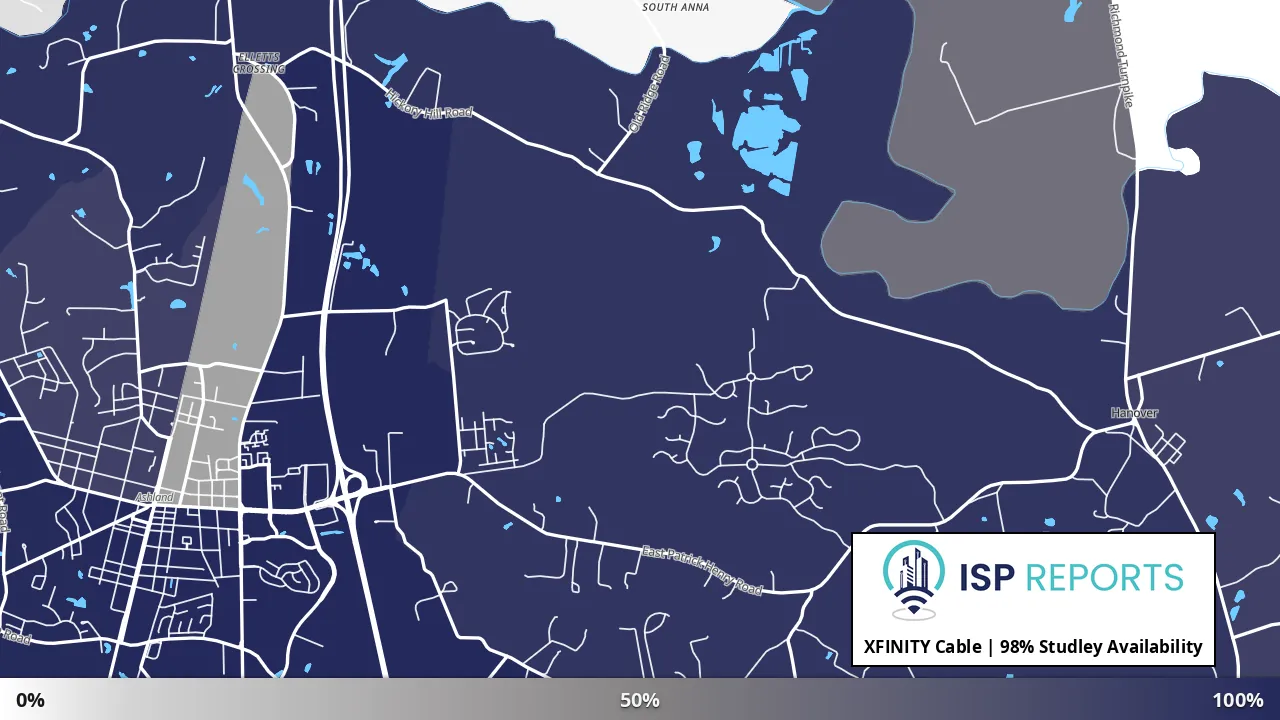 Studley, VA map of internet availability