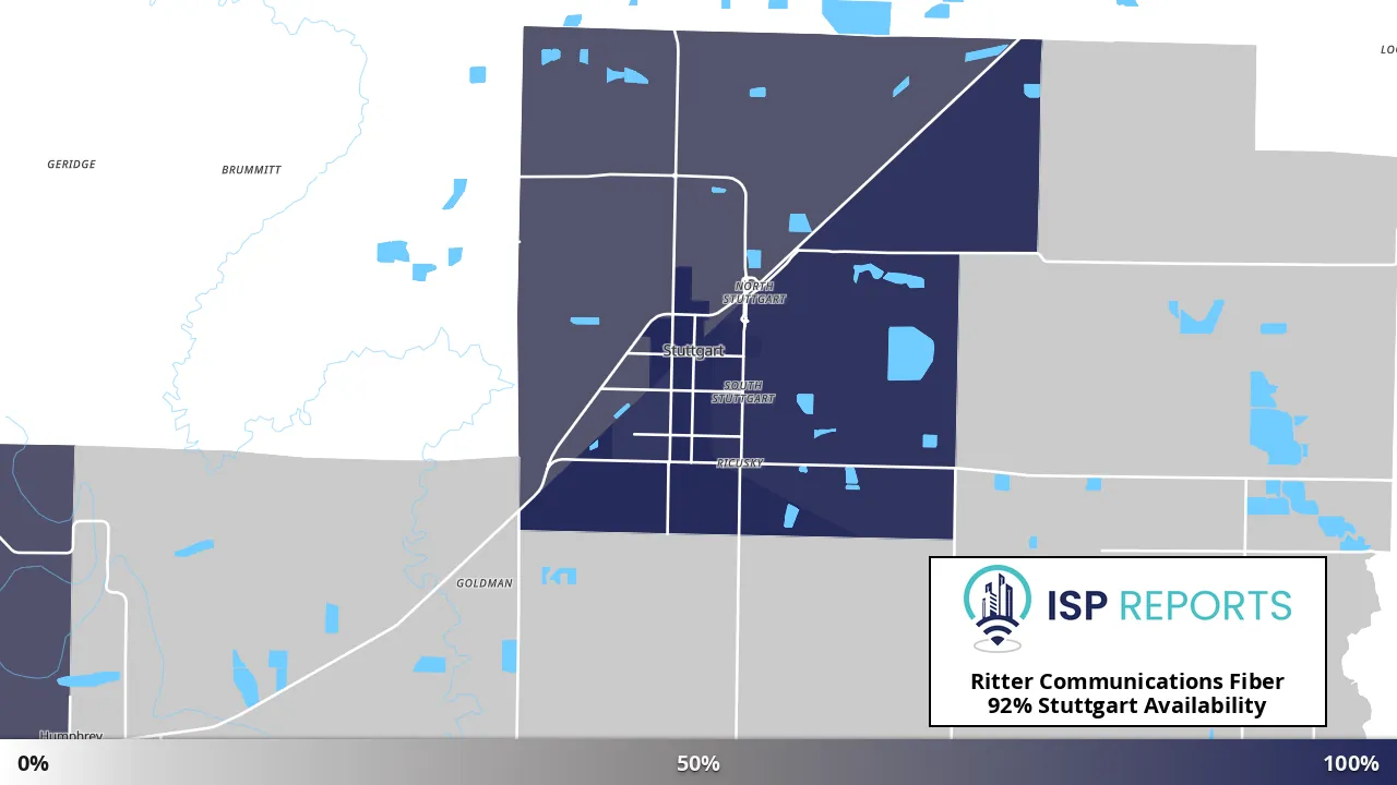 Stuttgart, AR map of internet availability