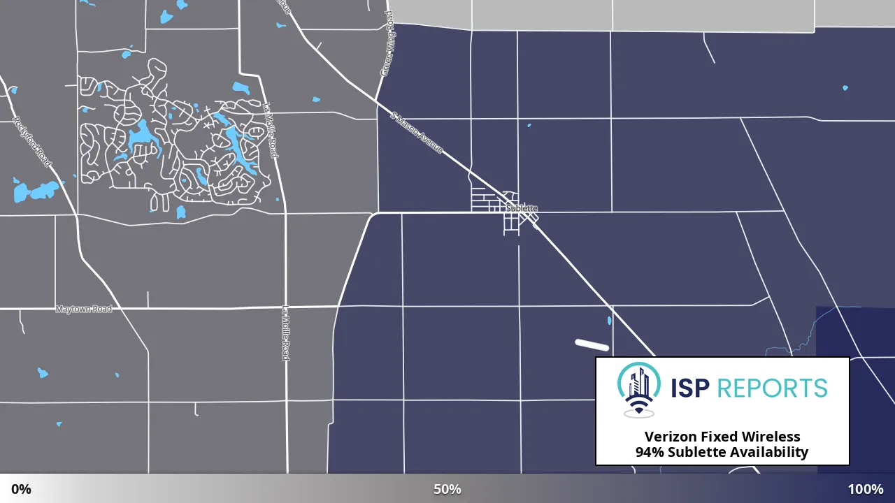 Sublette, IL map of internet availability