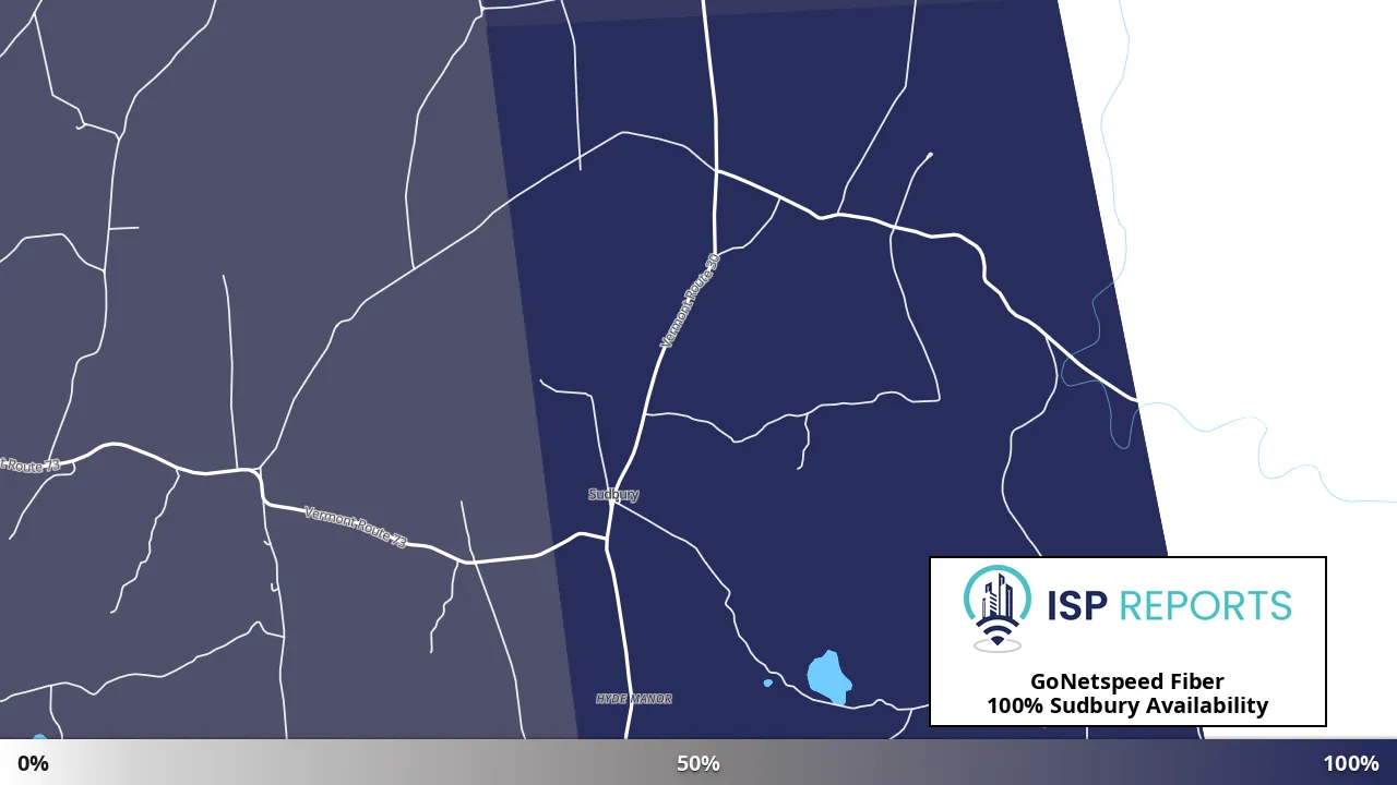Sudbury, VT map of internet availability