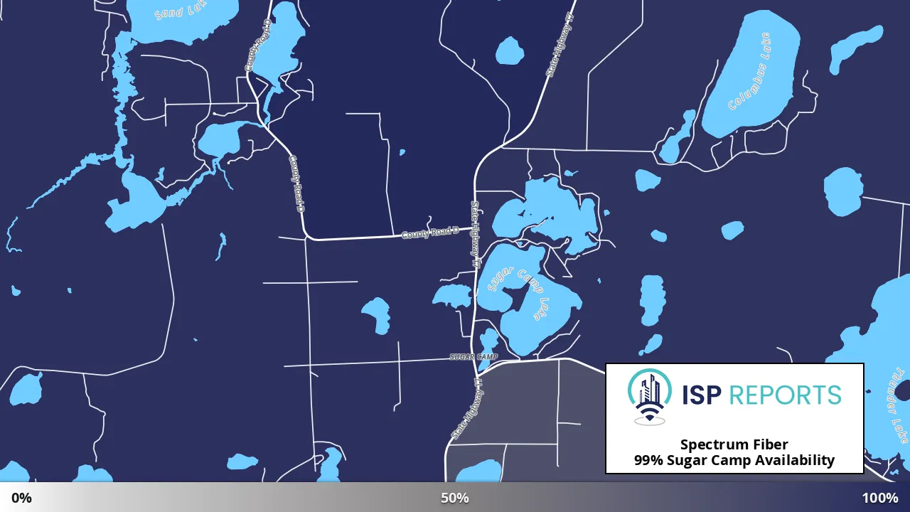 Sugar Camp, WI map of internet availability