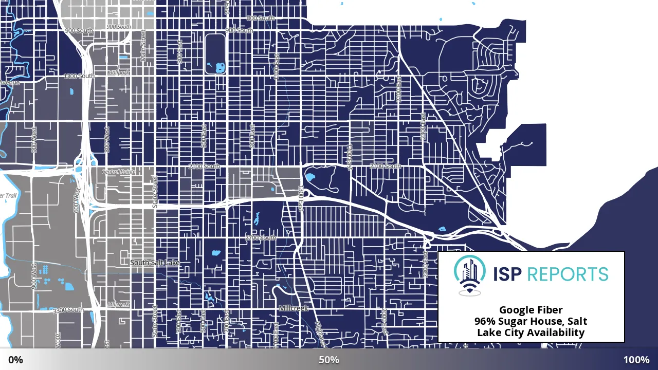 Sugar House, Salt Lake City, UT map of internet availability