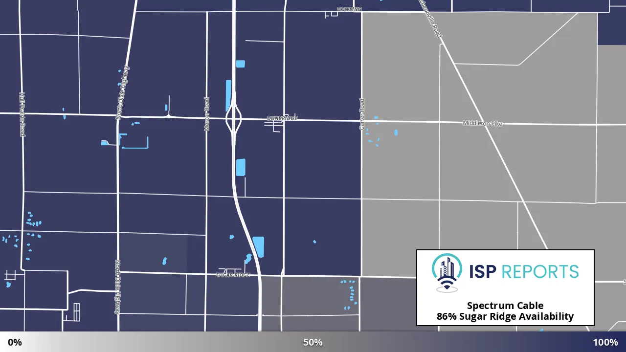 Sugar Ridge, OH map of internet availability