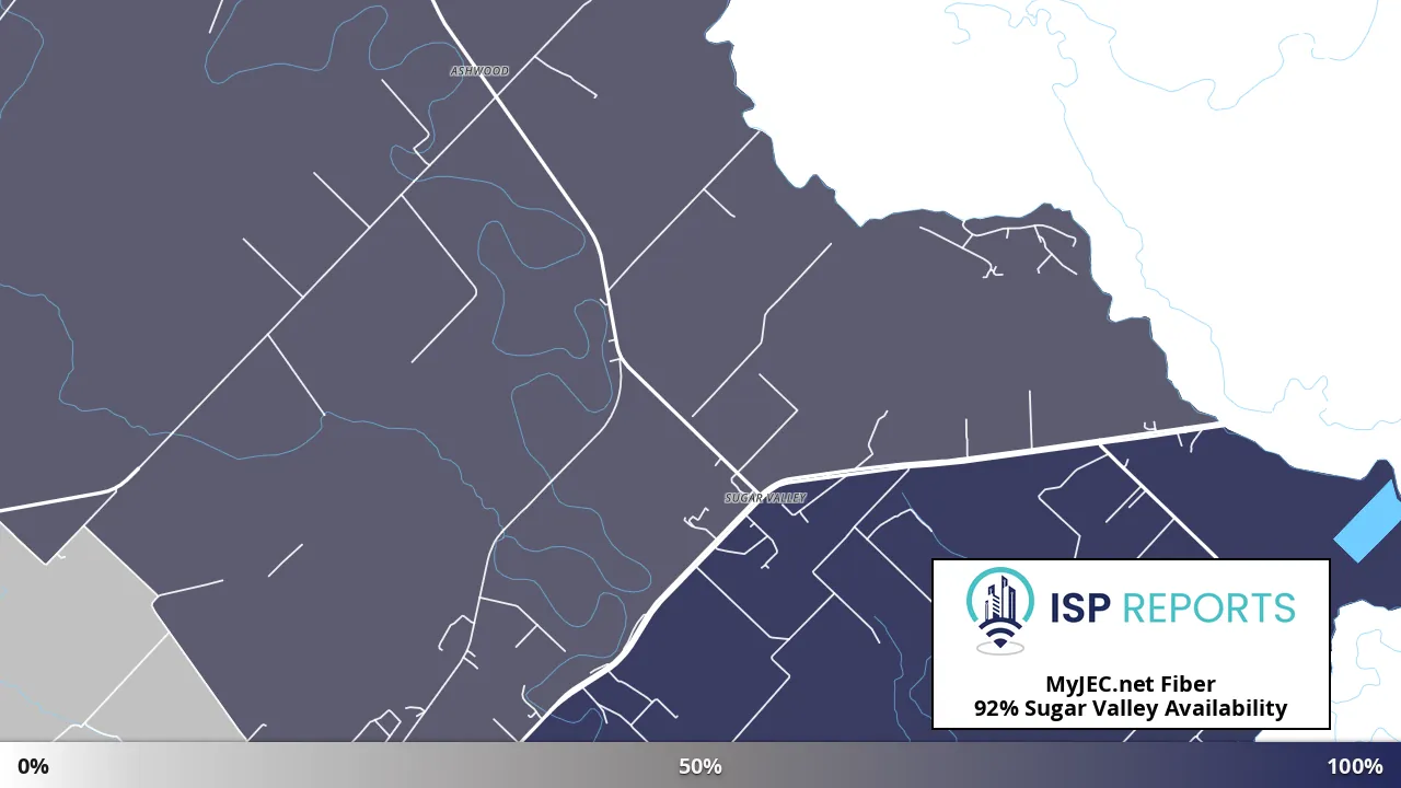 Sugar Valley, TX map of internet availability