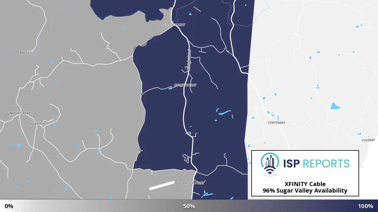 Sugar Valley, WV map of internet availability