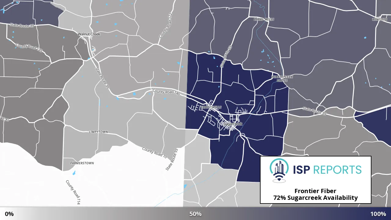 Sugarcreek, OH map of internet availability