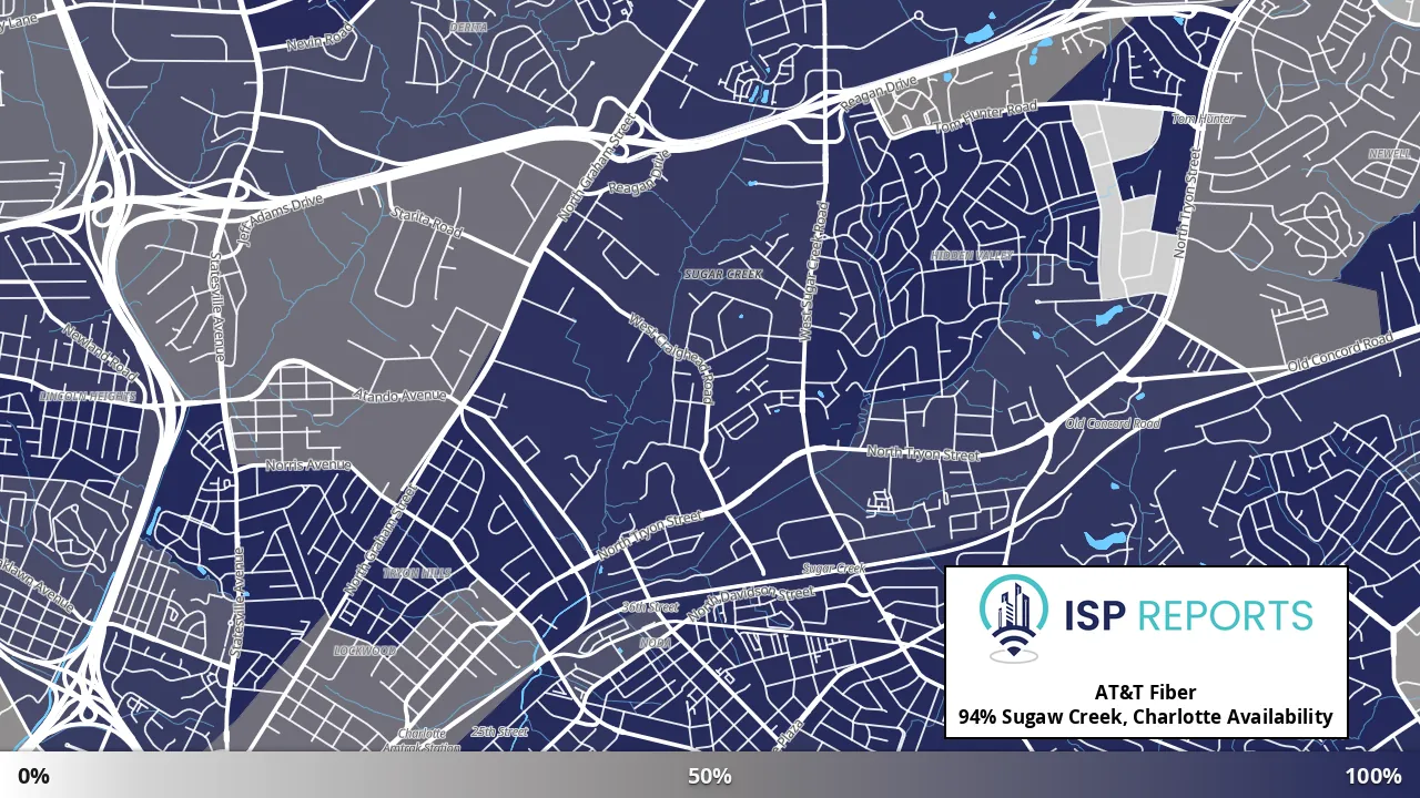 Sugaw Creek, Charlotte, NC map of internet availability
