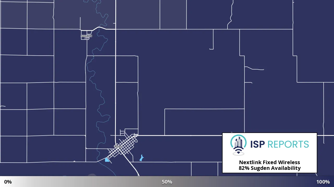 Sugden, OK map of internet availability