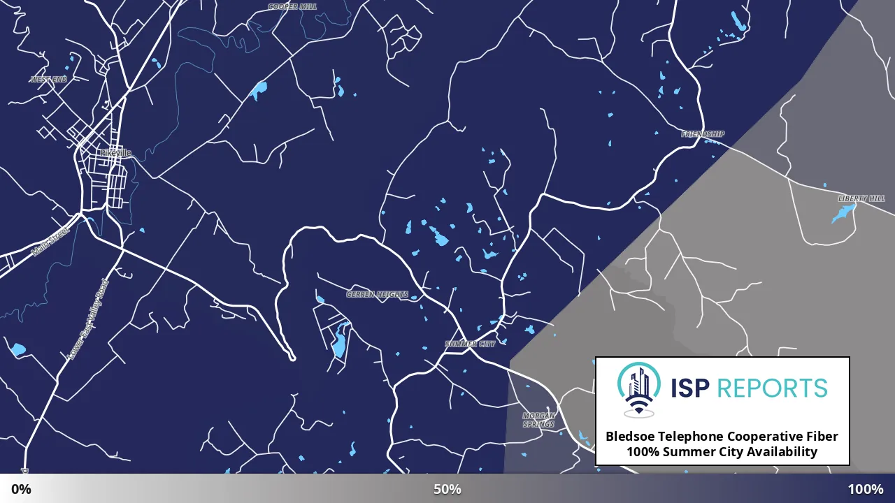 Summer City, TN map of internet availability