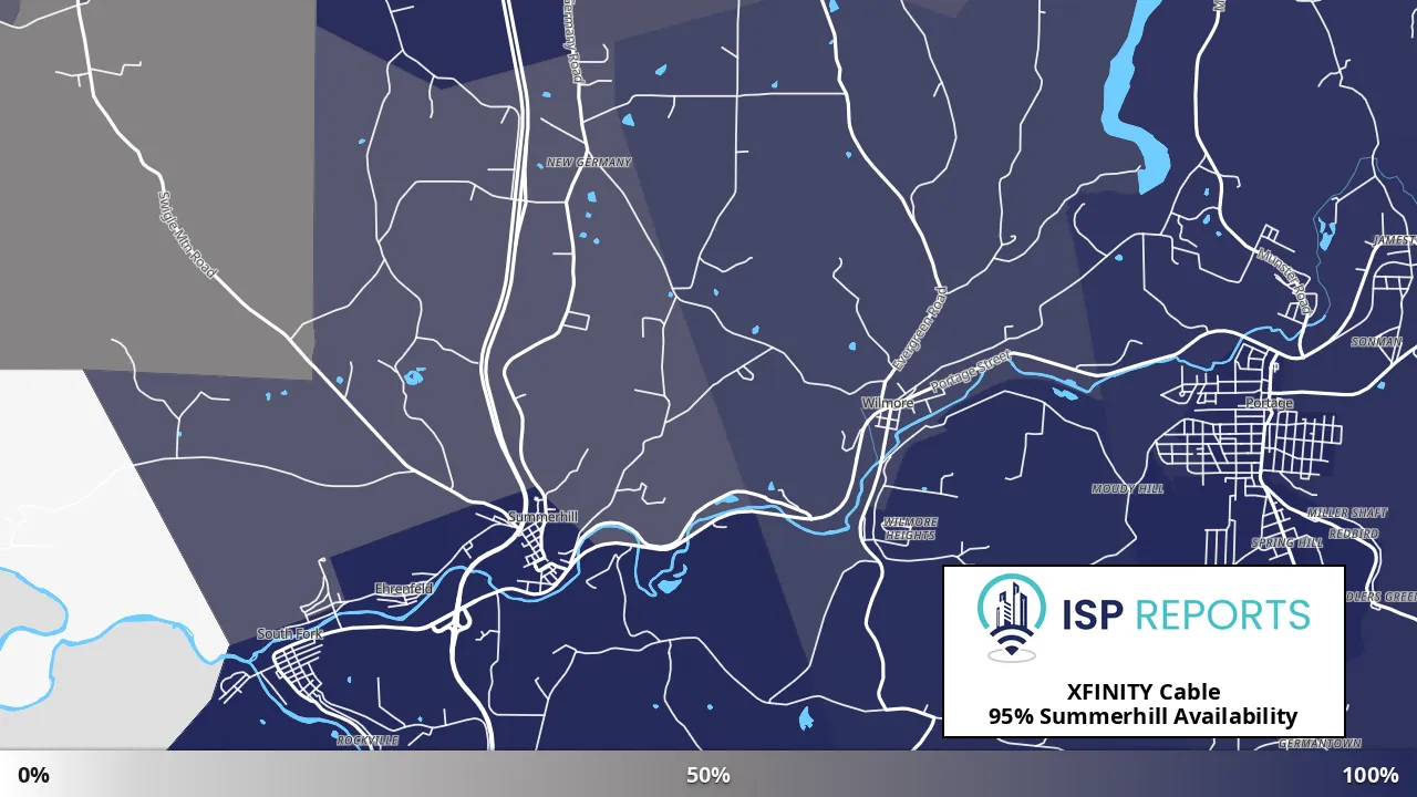 Summerhill, PA map of internet availability
