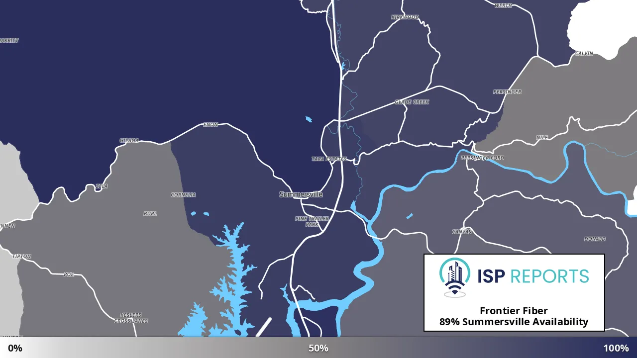 Summersville, WV map of internet availability