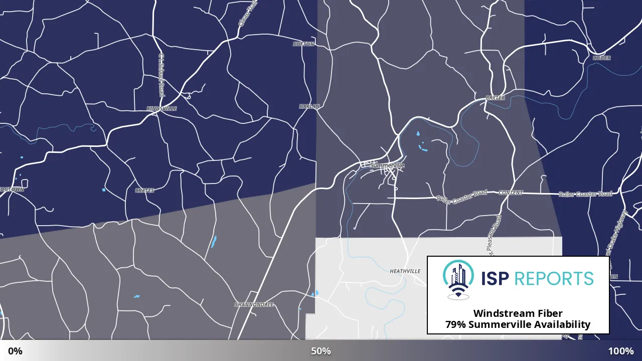 Summerville, PA map of internet availability