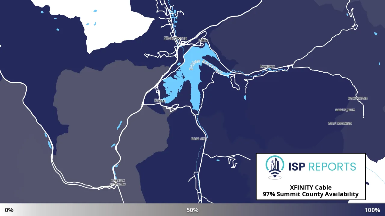 Summit County, CO map of internet availability