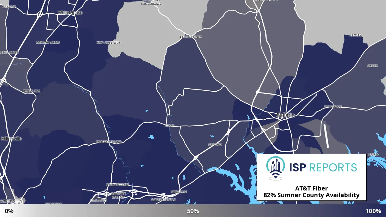 Sumner County, TN map of internet availability