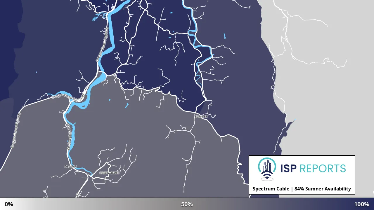Sumner, OR map of internet availability