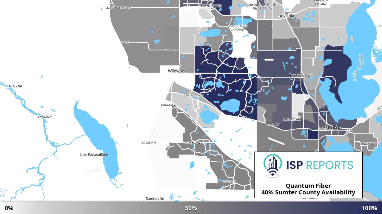 Sumter County, FL map of internet availability