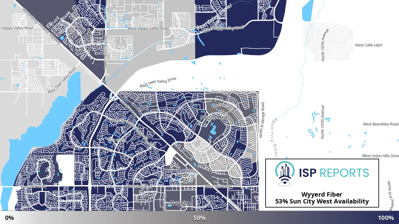 Sun City West, AZ map of internet availability