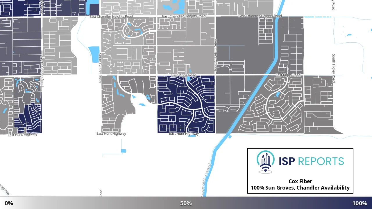 Sun Groves, Chandler, AZ map of internet availability