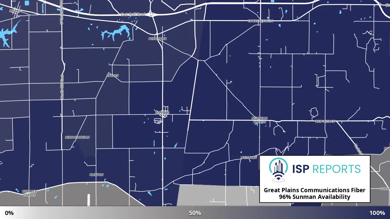Sunman, IN map of internet availability