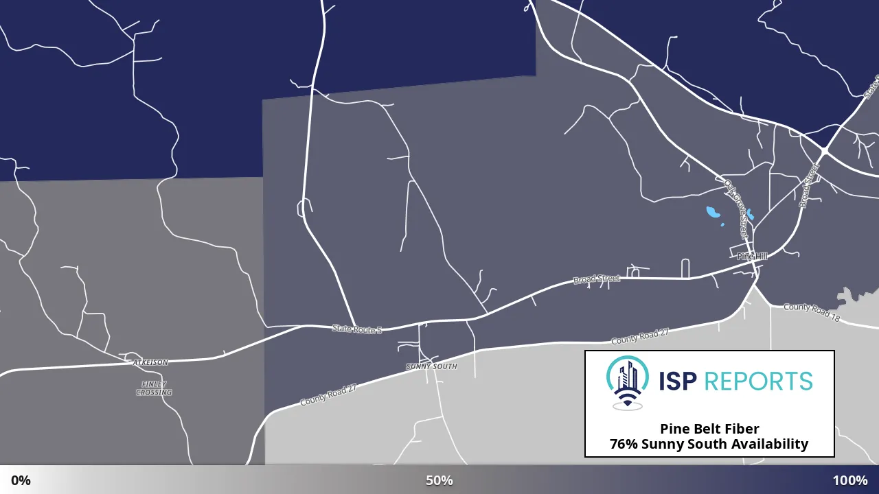 Sunny South, AL map of internet availability