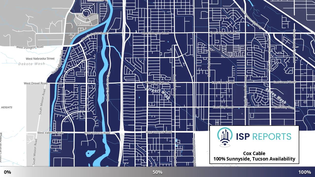 Sunnyside, Tucson, AZ map of internet availability
