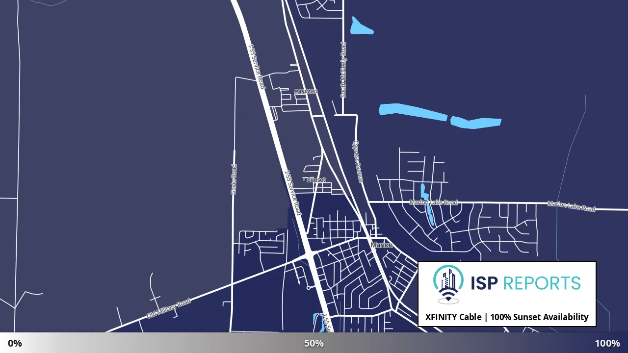 Sunset, AR map of internet availability