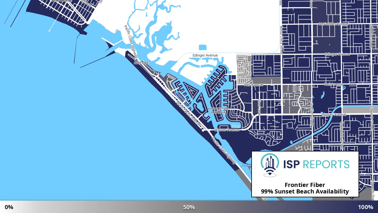 Sunset Beach, CA map of internet availability