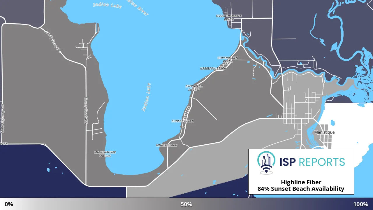 Sunset Beach, MI map of internet availability