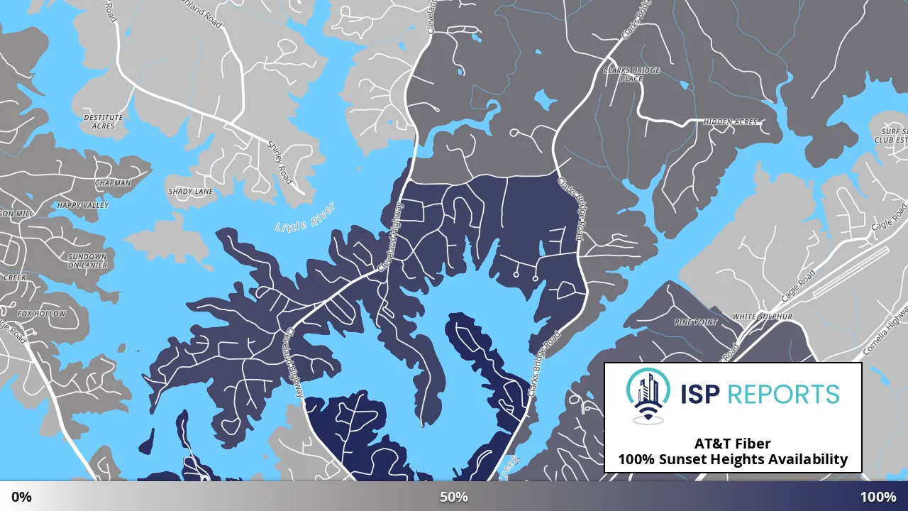 Sunset Heights, GA map of internet availability