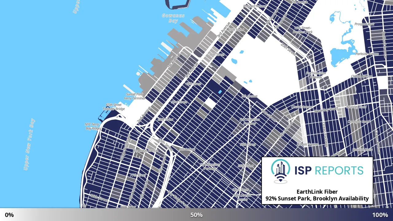 Sunset Park, Brooklyn, NY map of internet availability