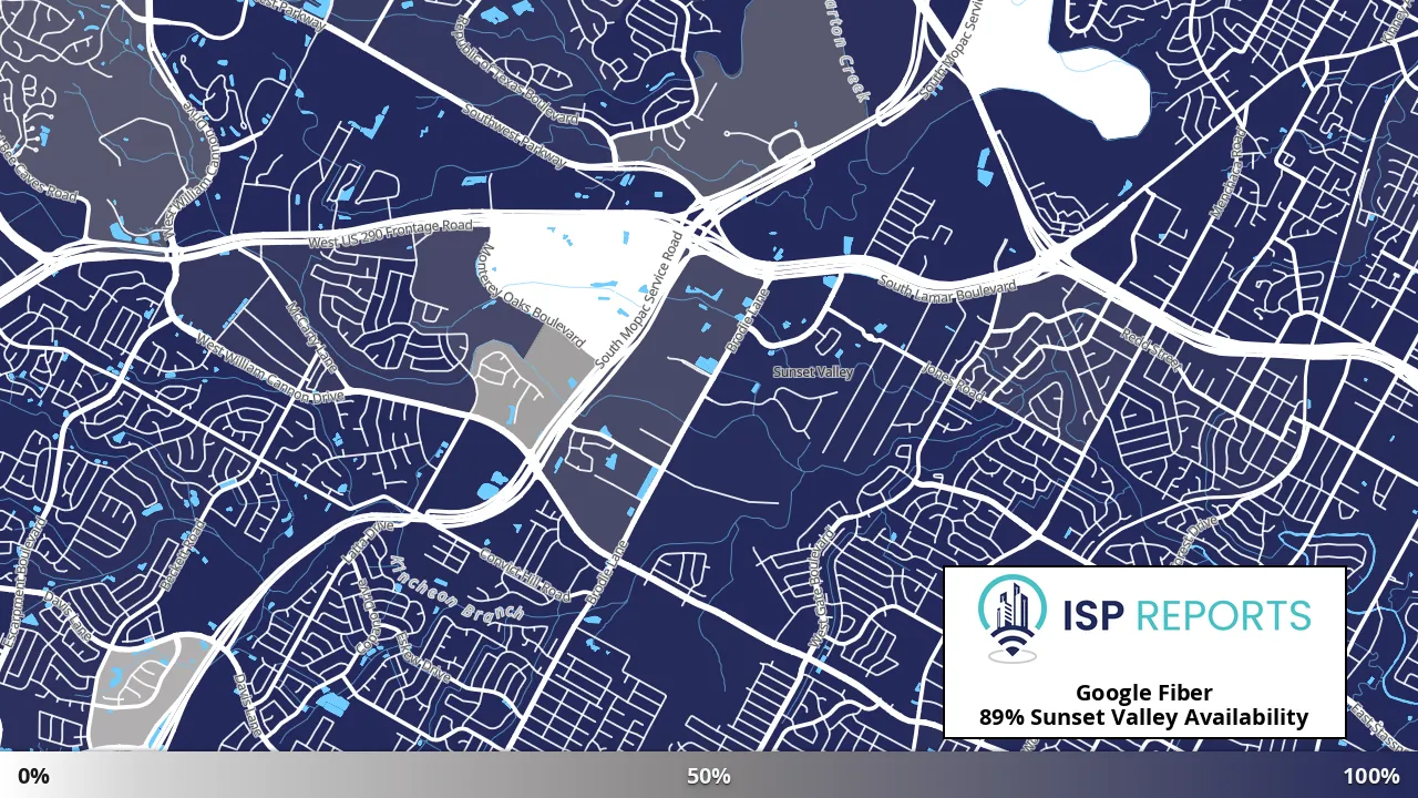 Sunset Valley, TX map of internet availability