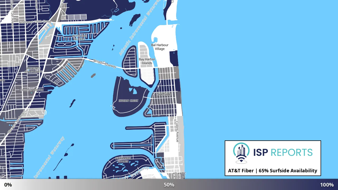 Surfside, FL map of internet availability