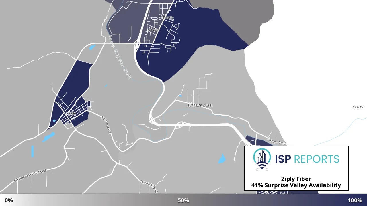 Surprise Valley, OR map of internet availability
